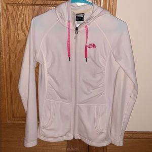 White north face sweatshirt